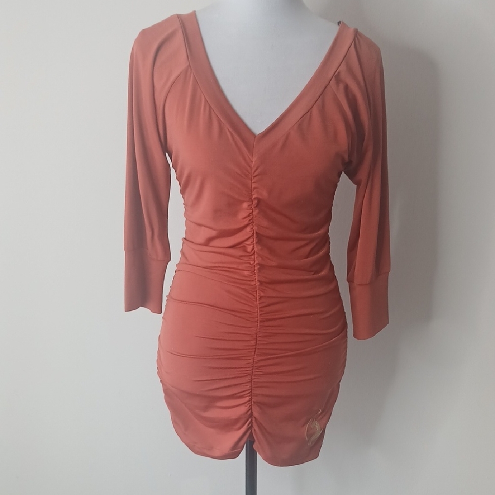 Baby Phat Burnt Orange Runched Dress Size Medium